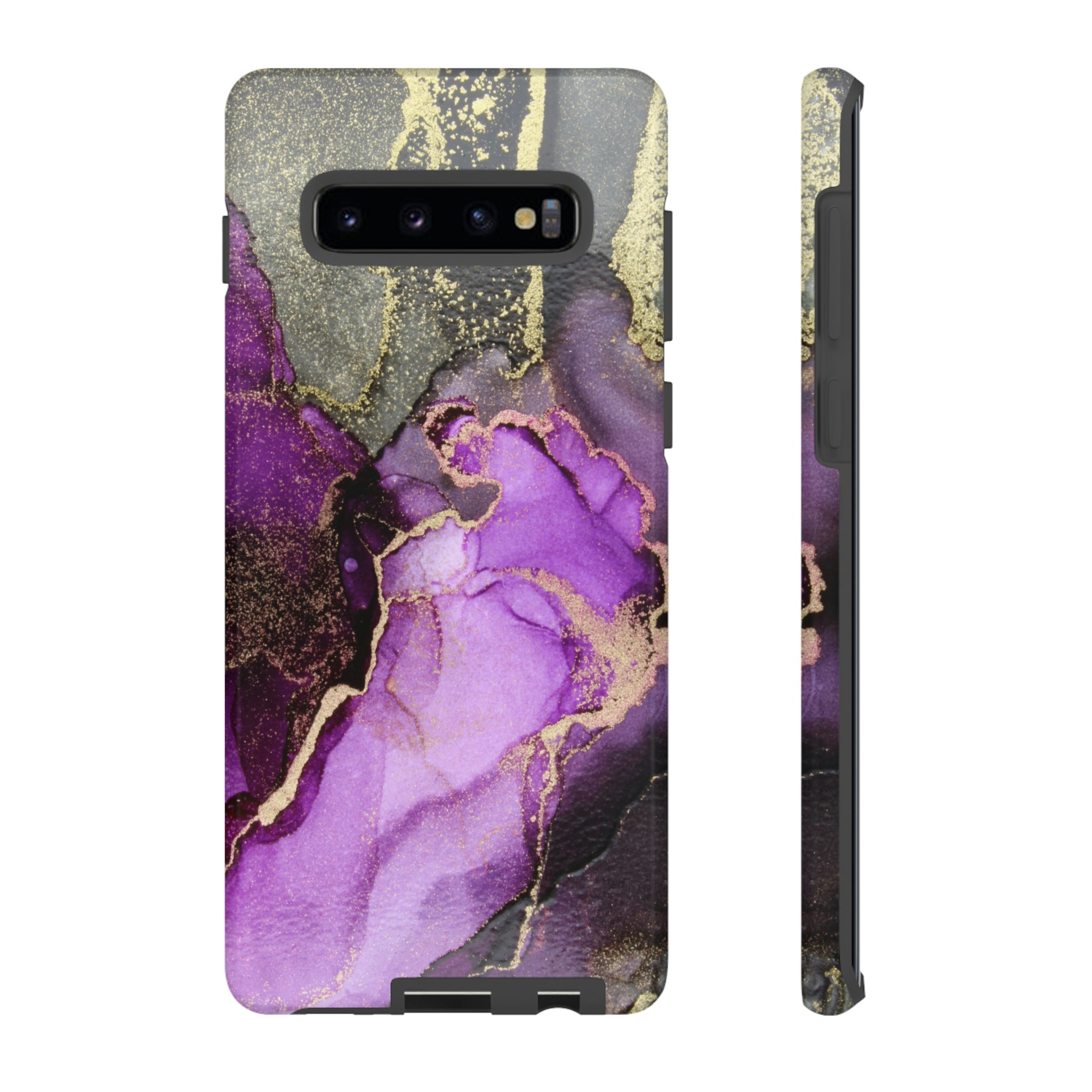 Purple Marble & Gold Android Case (Protective) Samsung Galaxy S10 Plus Glossy Phone Case