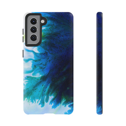 Blue Liquid Ink Art Android Case (Protective) Samsung Galaxy S21 Matte Phone Case