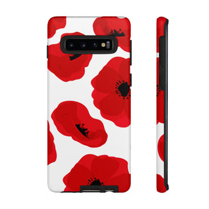 Red poppies on white Samsung Case (Protective) Samsung Galaxy S10 Matte Phone Case