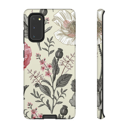 Poppy Pink Vintage Flower Samsung Case (Protective) Samsung Galaxy S20 Glossy Phone Case