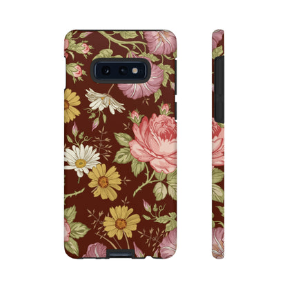 Dark red Vintage Flower Samsung Case (Protective) Samsung Galaxy S10E Matte Phone Case