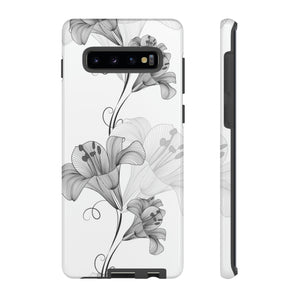 Lily Flower Monochrome Android Case (Protective) Samsung Galaxy S10 Plus Glossy Phone Case