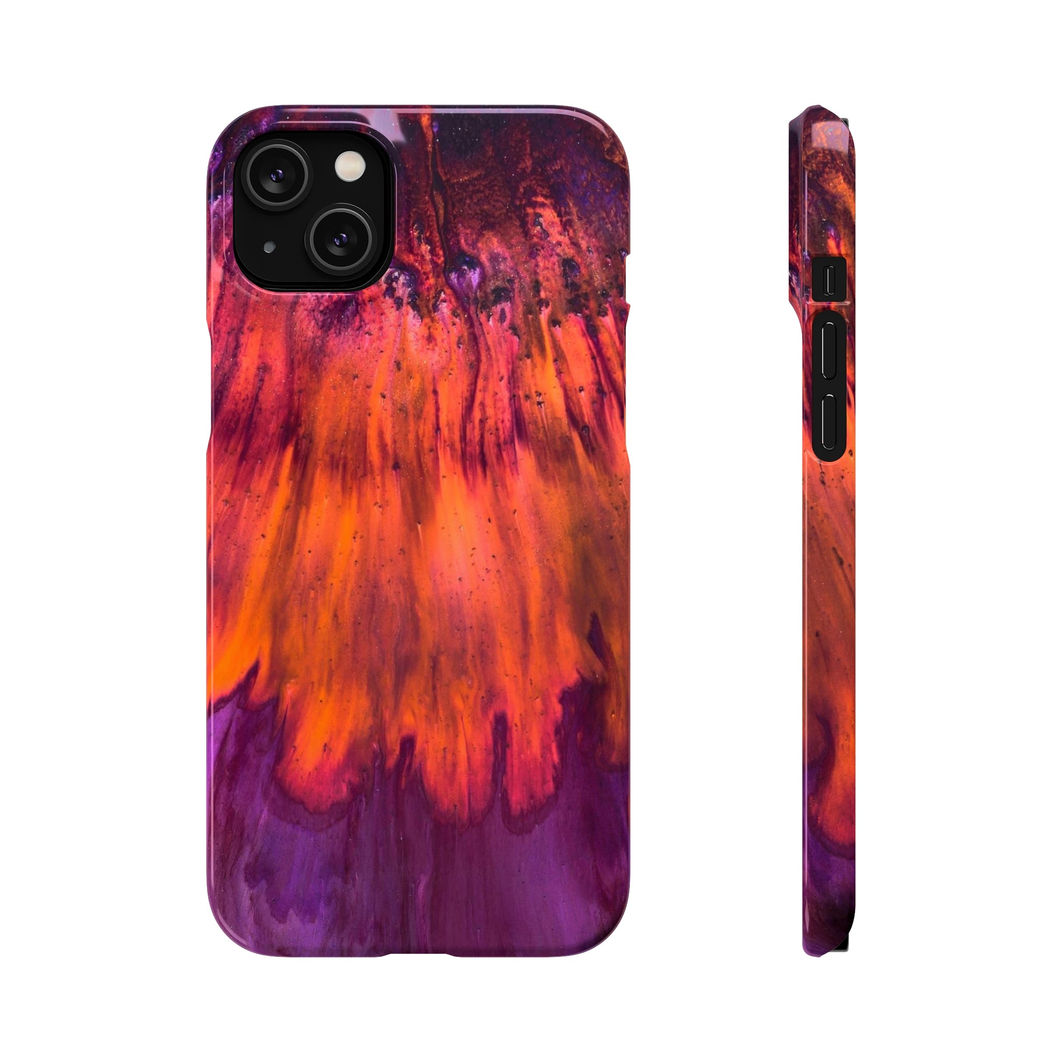 Orange Flow Ink Art iPhone Case (Slim) iPhone 14 Plus Glossy Phone Case