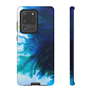 Blue Liquid Ink Art Android Case (Protective) Samsung Galaxy S20 Ultra Matte Phone Case