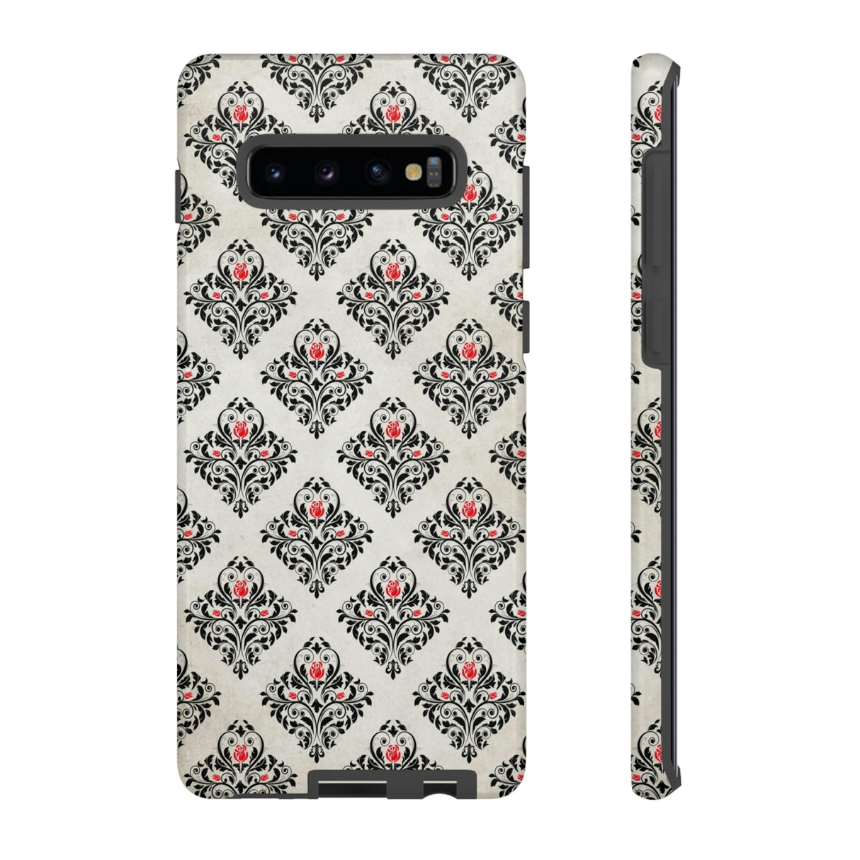 Grey Rose Gothic Flower Samsung Case (Protective) Samsung Galaxy S10 Plus Glossy Phone Case