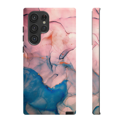 Pink Alcohol ink Marble Android Case (Protective) Samsung Galaxy S22 Ultra Matte Phone Case