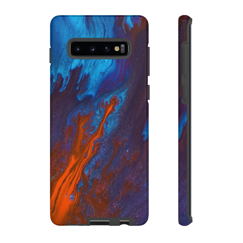 Orange Flame Ink Art Android Case (Protective) Samsung Galaxy S10 Plus Glossy Phone Case