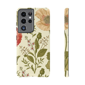 Poppy Red Vintage Flower Samsung Case (Protective) Samsung Galaxy S21 Ultra Matte Phone Case