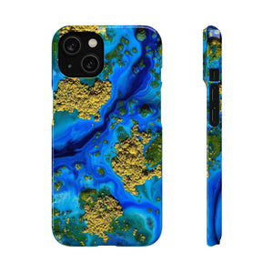 Blue Clear Ocean Ink Art iPhone Case (Slim) iPhone 14 Glossy Phone Case