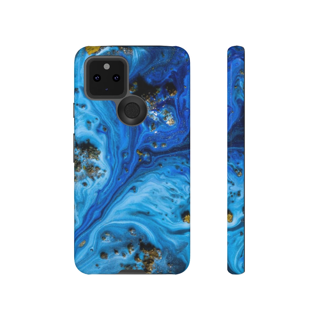 Blue Ice Melt Ink Art Android Case (Protective) Google Pixel 5 Glossy Phone Case