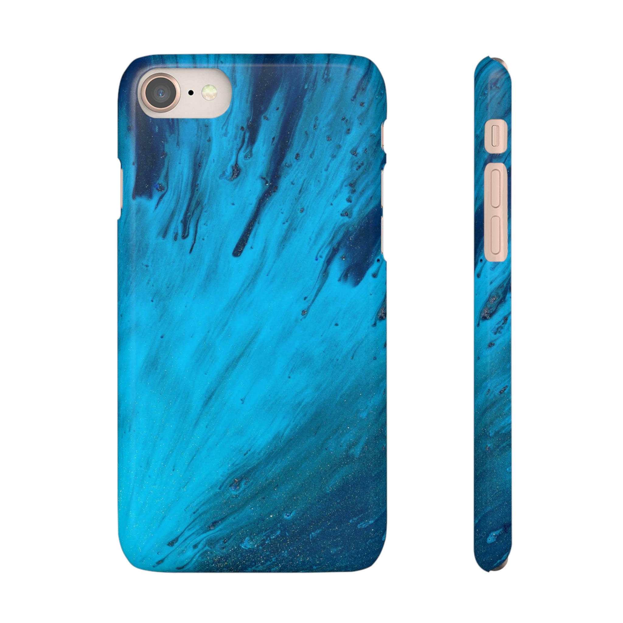 Light Blue Ink Art iPhone Case (Slim) iPhone 8 Glossy Phone Case