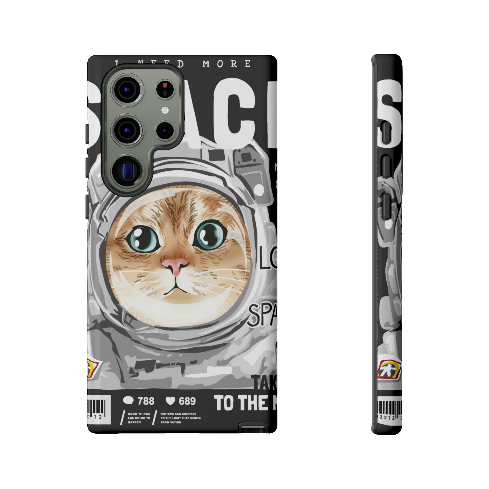 Space Cute Cat Android Case (Protective) Samsung Galaxy S23 Ultra Glossy Phone Case