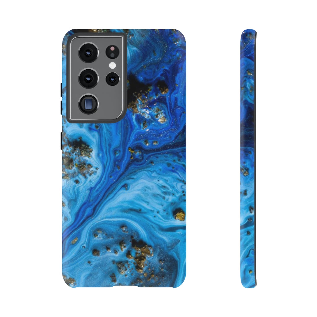 Blue Ice Melt Ink Art Android Case (Protective) Samsung Galaxy S21 Ultra Matte Phone Case