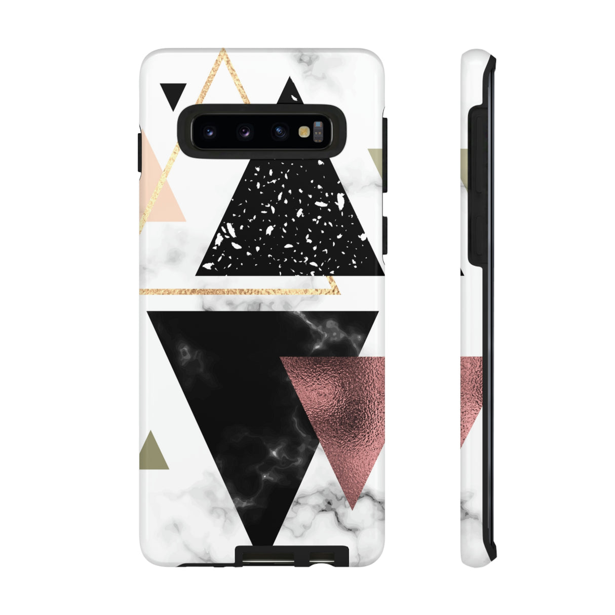 Rose Gold Triangles Android Case (Protective) Samsung Galaxy S10 Glossy Phone Case