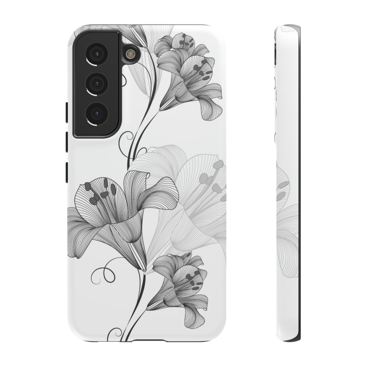 Lily Flower Monochrome Android Case (Protective) Samsung Galaxy S22 Matte Phone Case