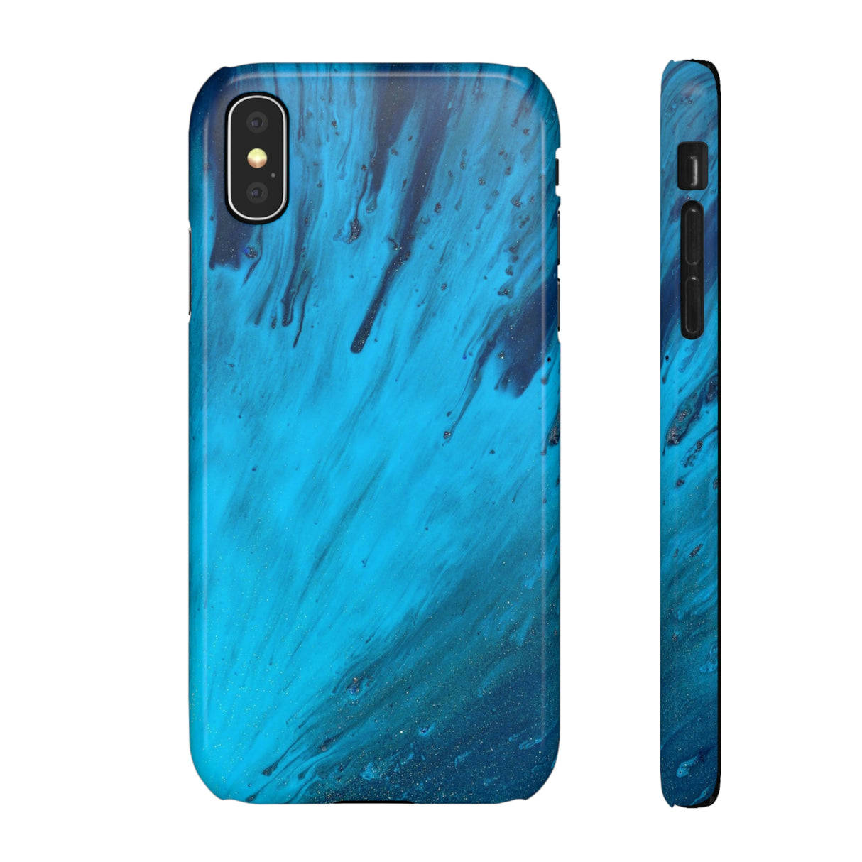 Light Blue Ink Art iPhone Case (Slim) iPhone X Glossy Phone Case