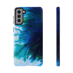 Blue Liquid Ink Art Android Case (Protective) Samsung Galaxy S21 Plus Glossy Phone Case