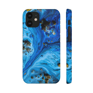 Blue Ice Melt Ink Art iPhone Case (Slim) iPhone 12 Mini Matte Phone Case