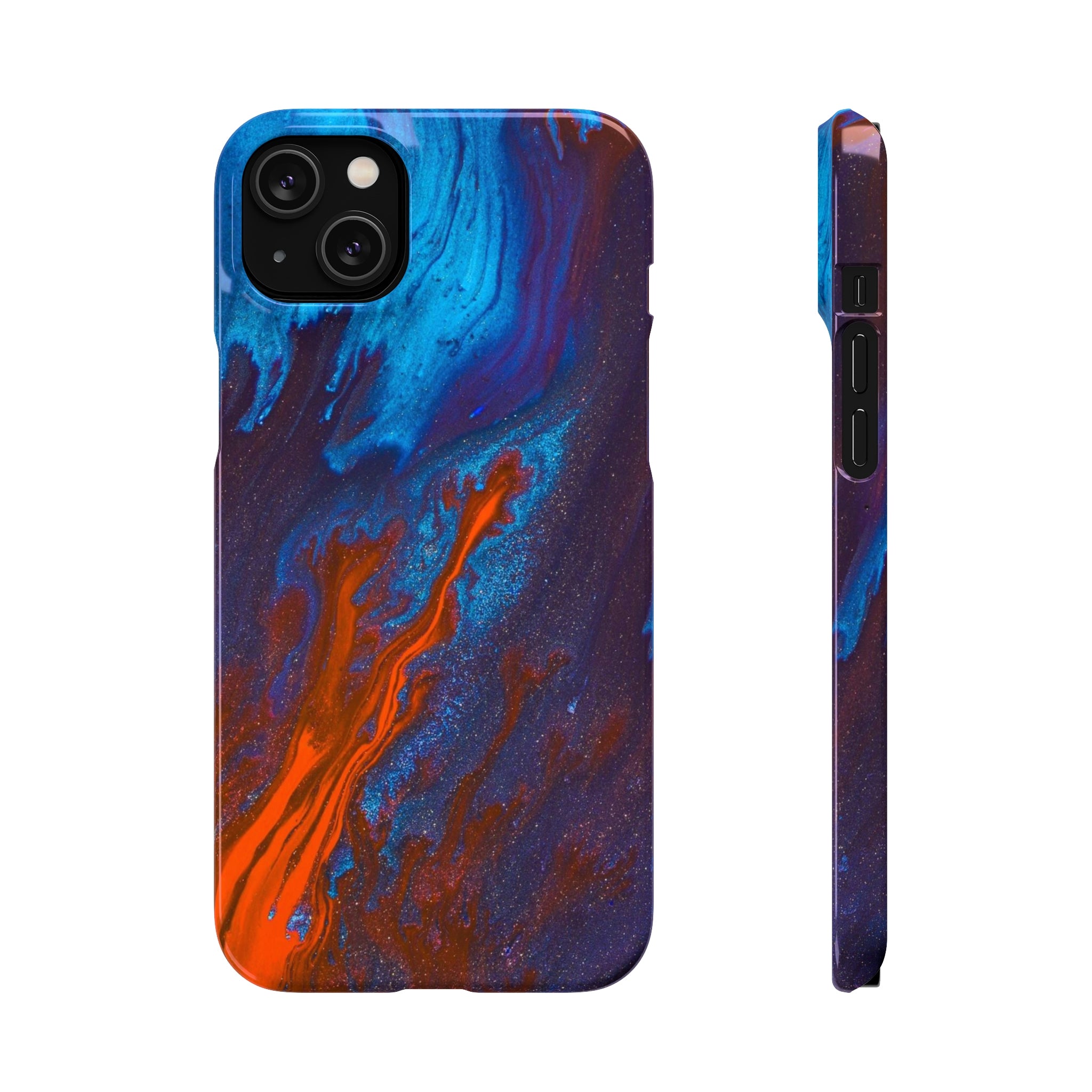 Orange Flame Ink Art iPhone Case (Slim) iPhone 14 Plus Glossy Phone Case