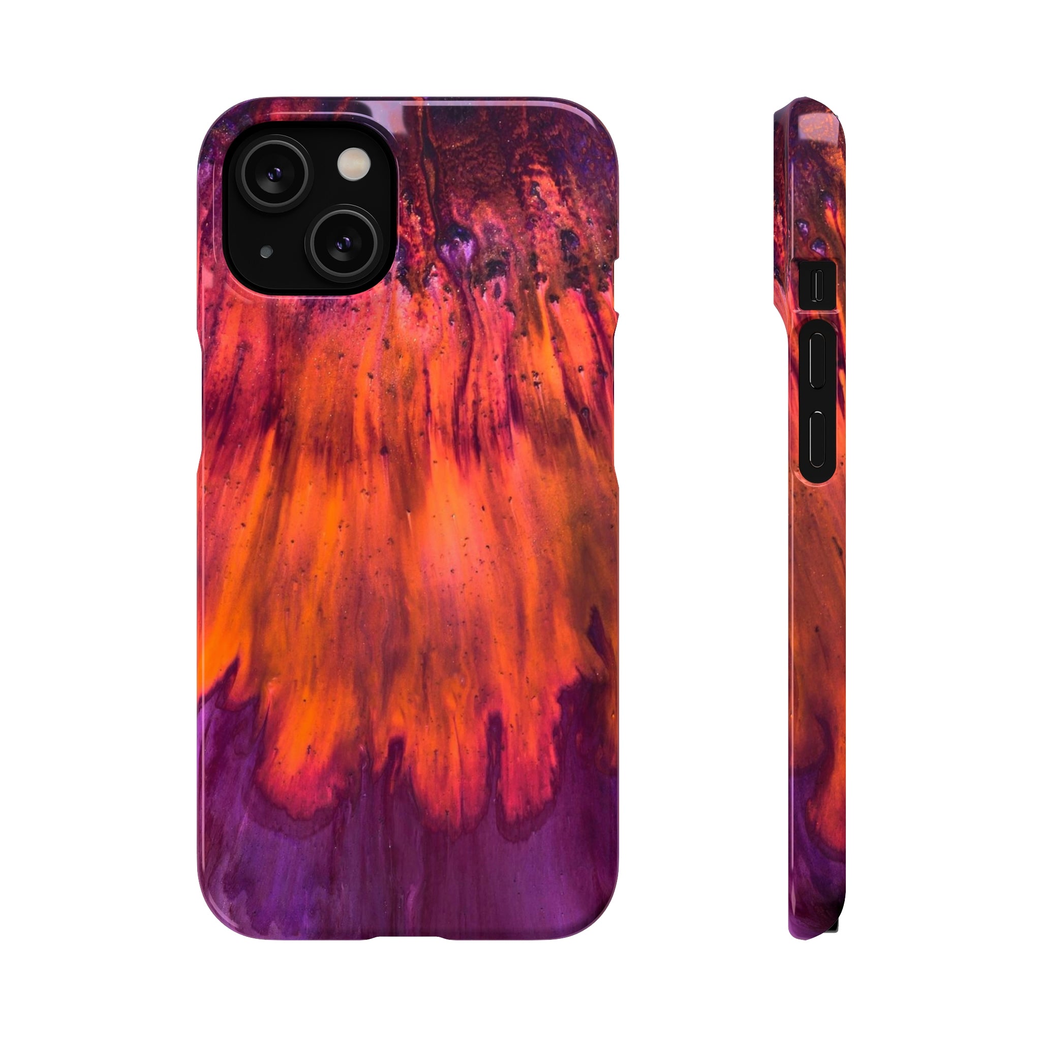 Orange Flow Ink Art iPhone Case (Slim) iPhone 14 Glossy Phone Case