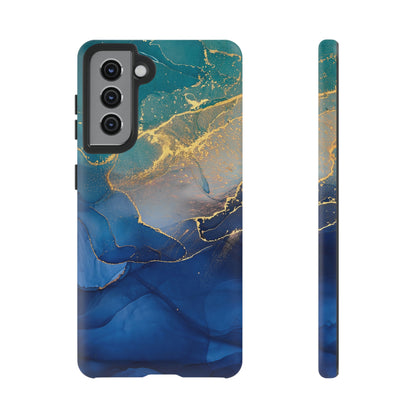 Blue Alcohol Ink Android Case (Protective) Samsung Galaxy S21 Matte Phone Case