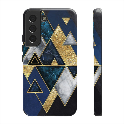 Dark Blue Geometric Android Case (Protective) Samsung Galaxy S22 Glossy Phone Case