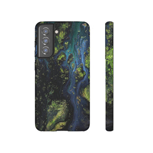 Blue Cosmos Ink Art Android Case (Protective) Samsung Galaxy S21 FE Matte Phone Case