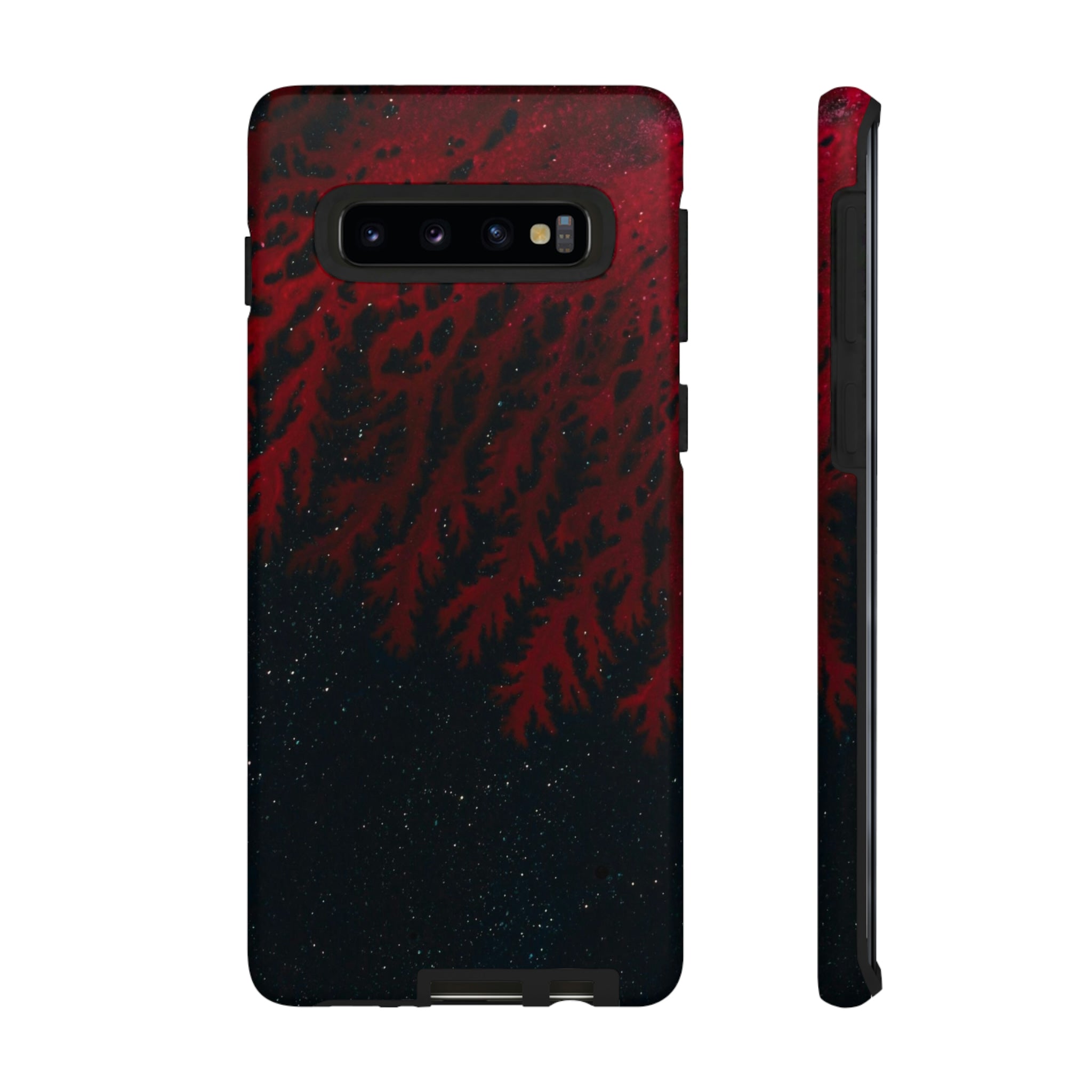 Dark Red Space Ink Art Android Case (Protective) Samsung Galaxy S10 Matte Phone Case