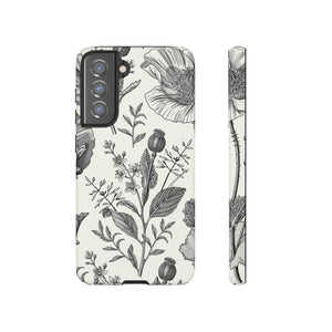 Poppy Gray Vintage Flower Samsung Case (Protective) Samsung Galaxy S21 FE Matte Phone Case