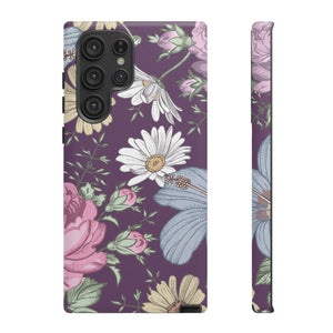 Purple Grass Vintage Flower Samsung Case (Protective) Samsung Galaxy S22 Ultra Matte Phone Case