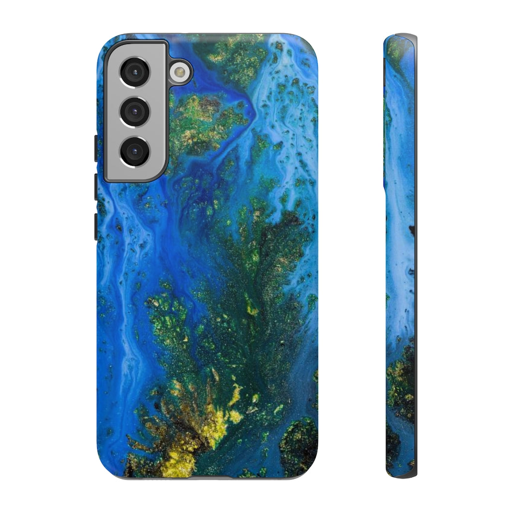 Blue Globe Ink Art Android Case (Protective) Samsung Galaxy S22 Plus Matte Phone Case