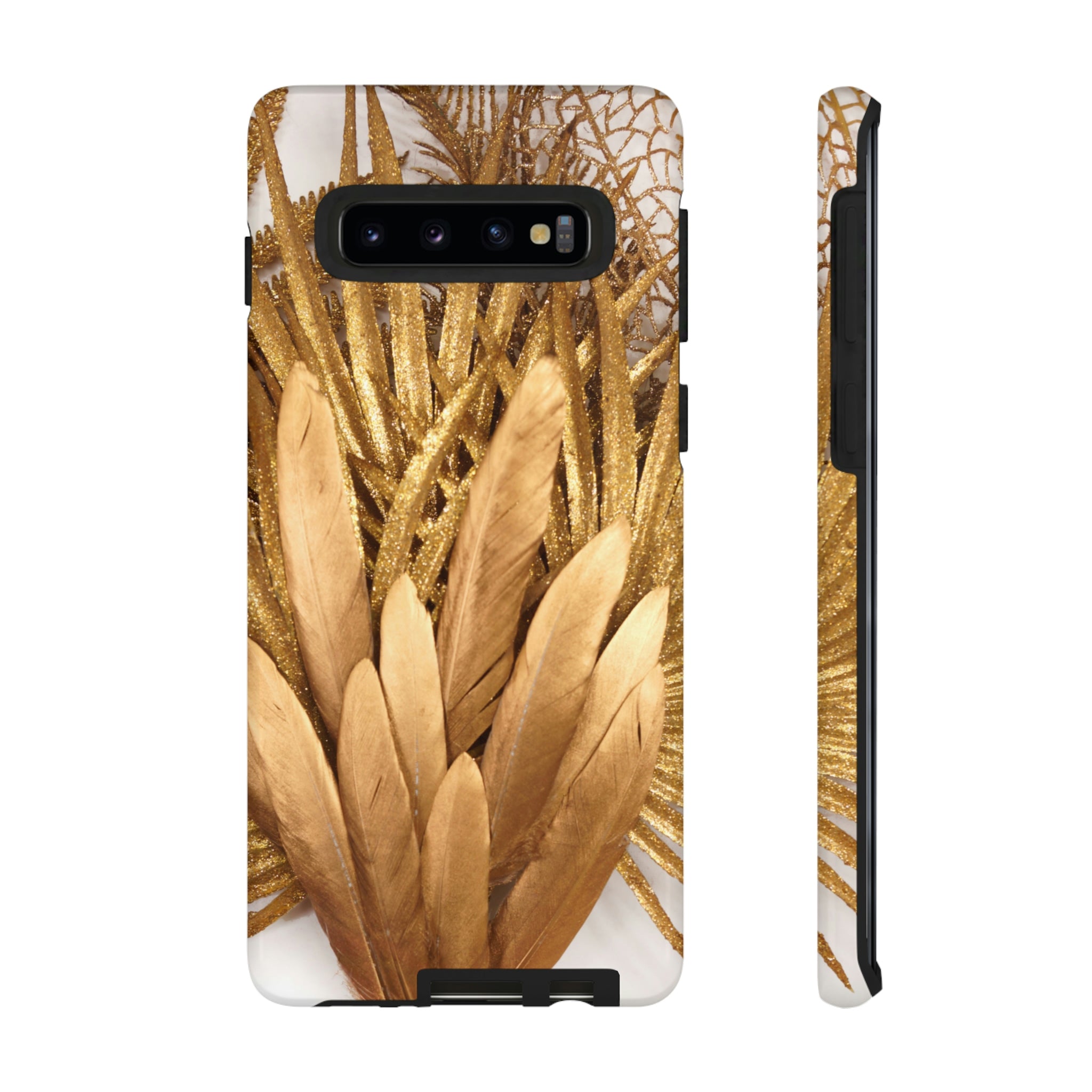 Gold Feather Android Case (Protective) Samsung Galaxy S10 Glossy Phone Case