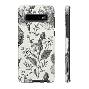 Poppy Gray Vintage Flower Samsung Case (Protective) Samsung Galaxy S10 Plus Glossy Phone Case