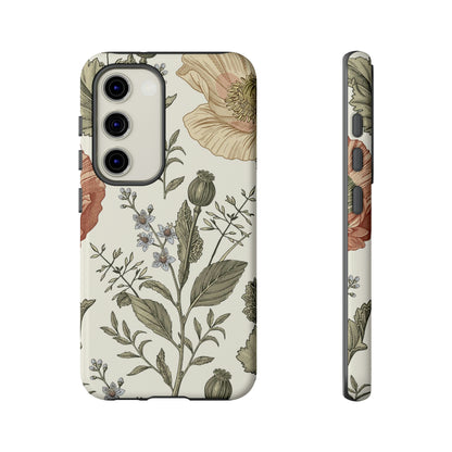 Poppy Brown Vintage Flower Samsung Case (Protective) Samsung Galaxy S23 Glossy Phone Case