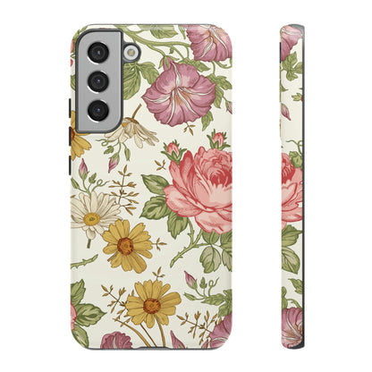 Fabric Vintage Flower Samsung Case (Protective) Samsung Galaxy S22 Plus Glossy Phone Case