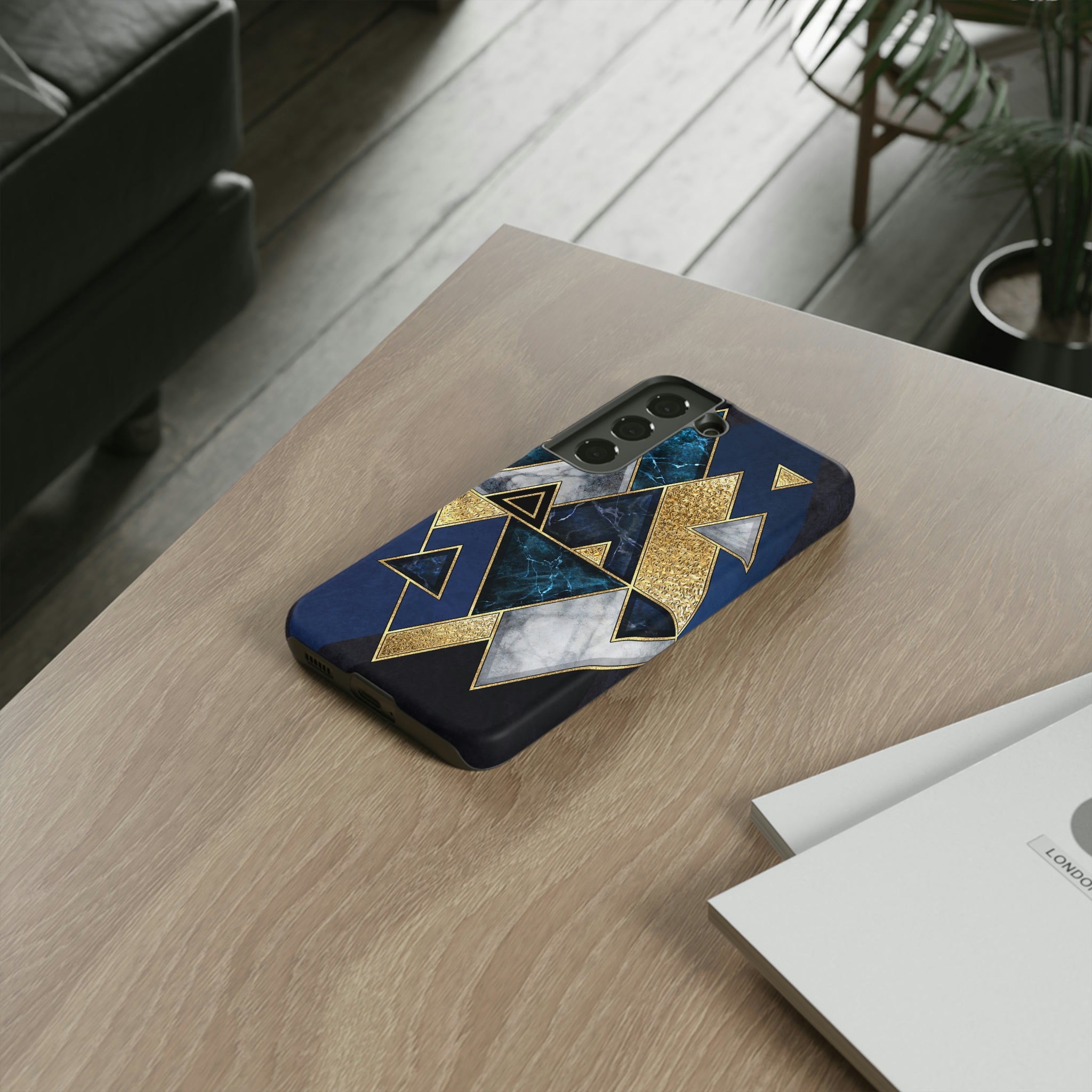 Dark Blue Geometric Android Case (Protective) Phone Case