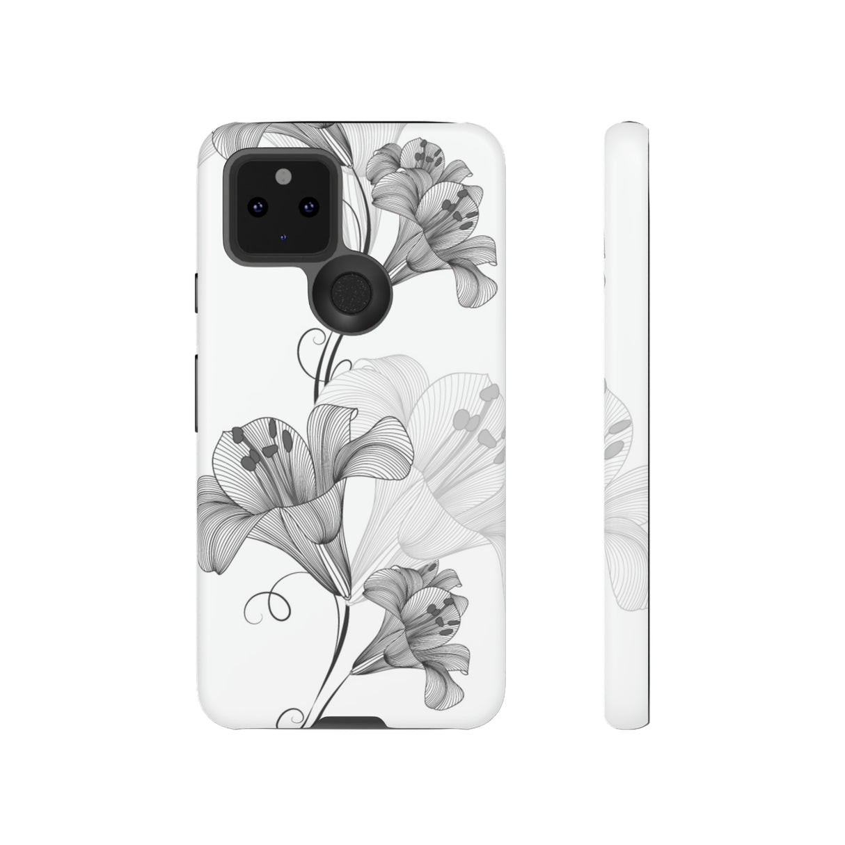 Lily Flower Monochrome Android Case (Protective) Google Pixel 5 5G Matte Phone Case