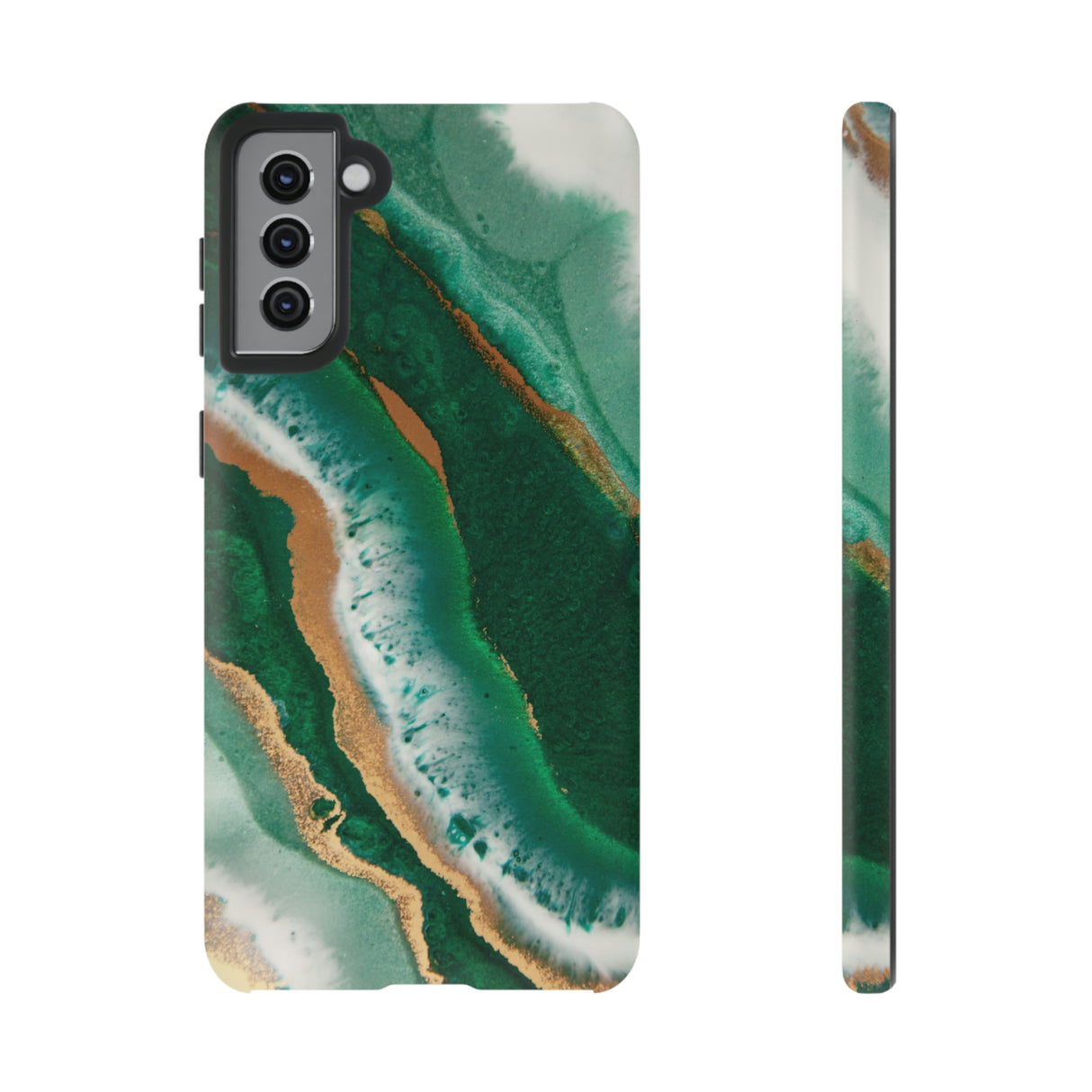 Green & Gold Epoxy Android Case (Protective) Samsung Galaxy S21 Plus Matte Phone Case