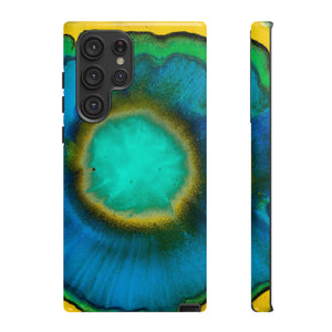 Neon Blue Ink Art Android Case (Protective) Samsung Galaxy S22 Ultra Glossy Phone Case