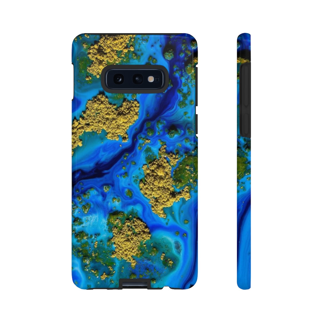 Blue Clear Ocean Ink Art Android Case (Protective) Samsung Galaxy S10E Glossy Phone Case