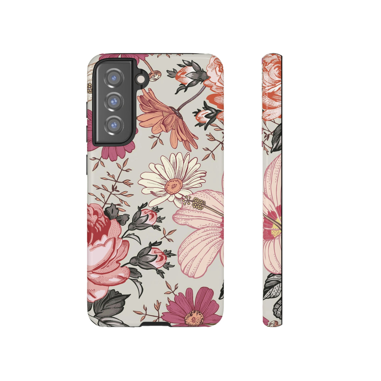 Pink daisies Vintage Flower Samsung Case (Protective) Samsung Galaxy S21 FE Glossy Phone Case