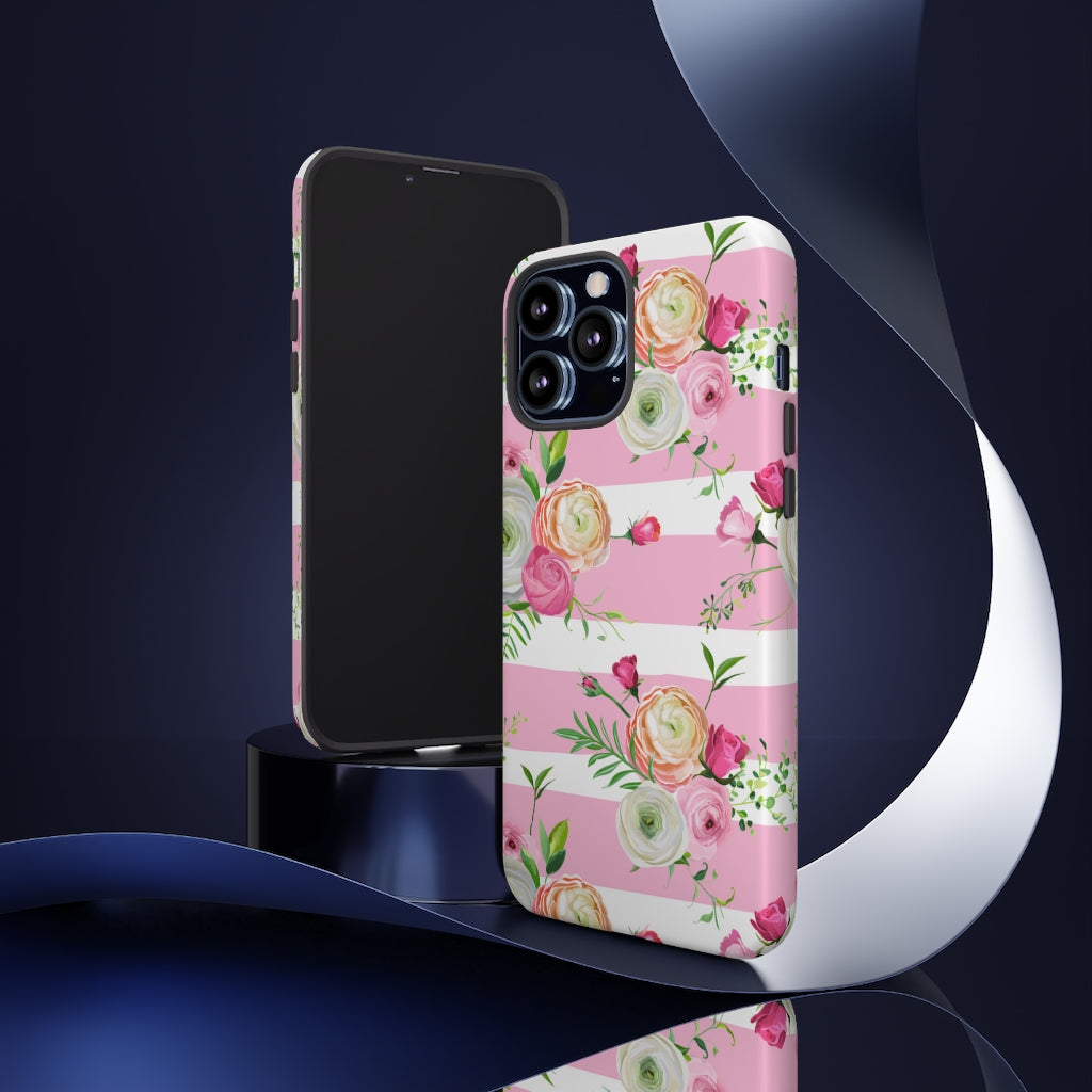 Pink Roses and Ranunculus Flowers iPhone Case (Protective) Phone Case