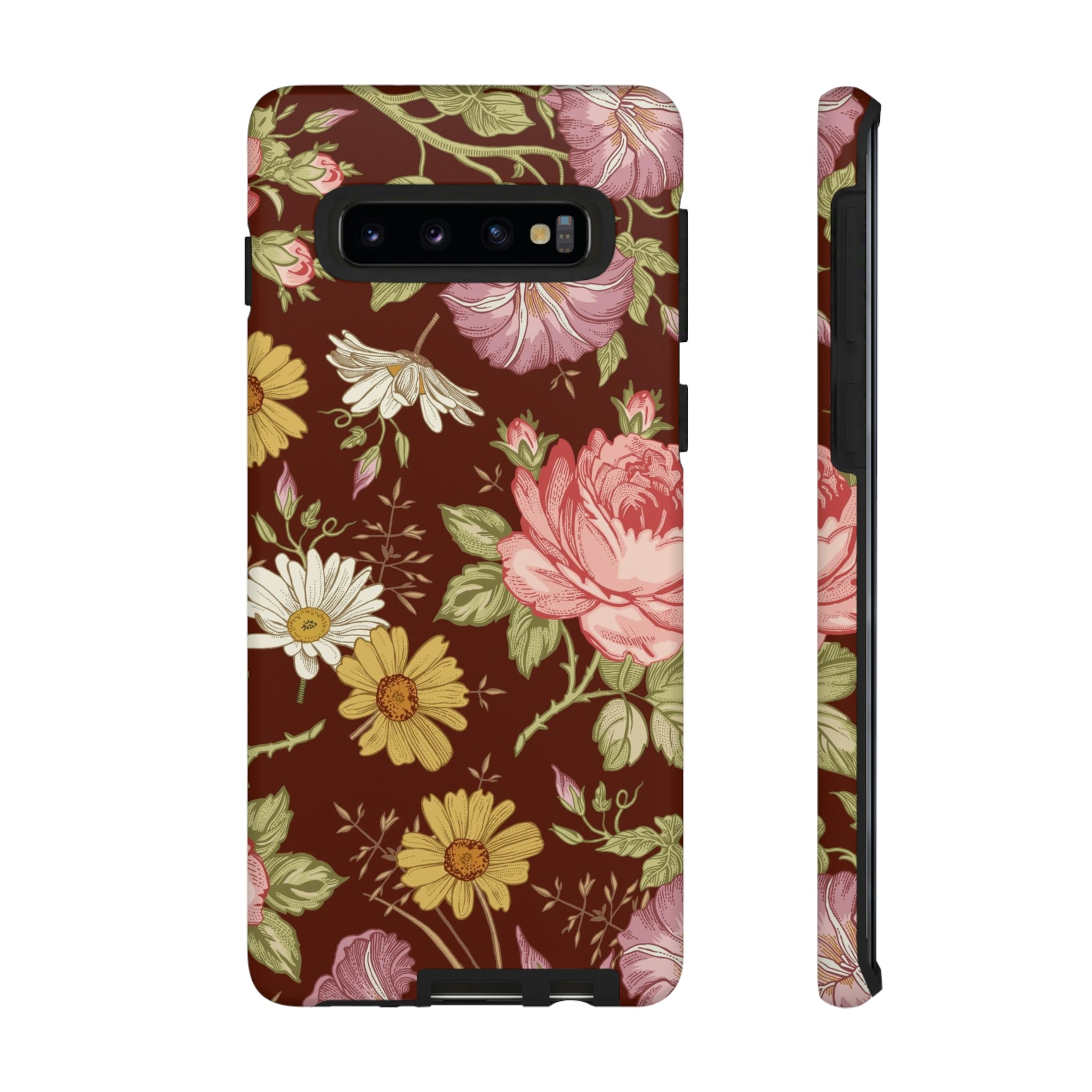 Dark red Vintage Flower Samsung Case (Protective) Samsung Galaxy S10 Matte Phone Case