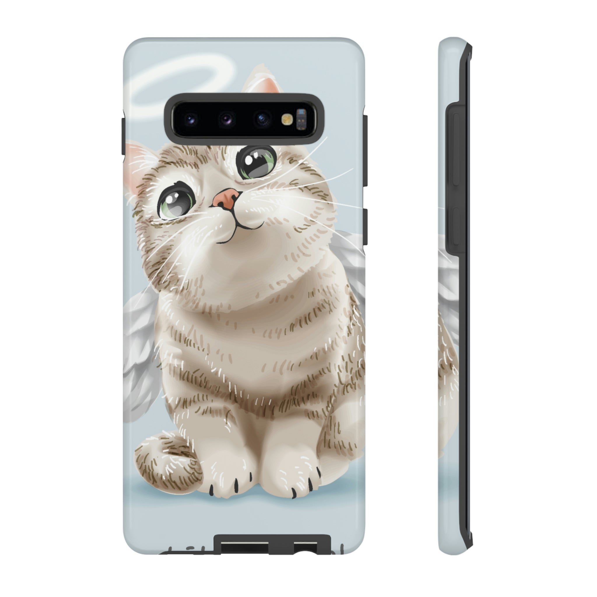 Cute Angel Cat Android Case (Protective) Samsung Galaxy S10 Plus Glossy Phone Case