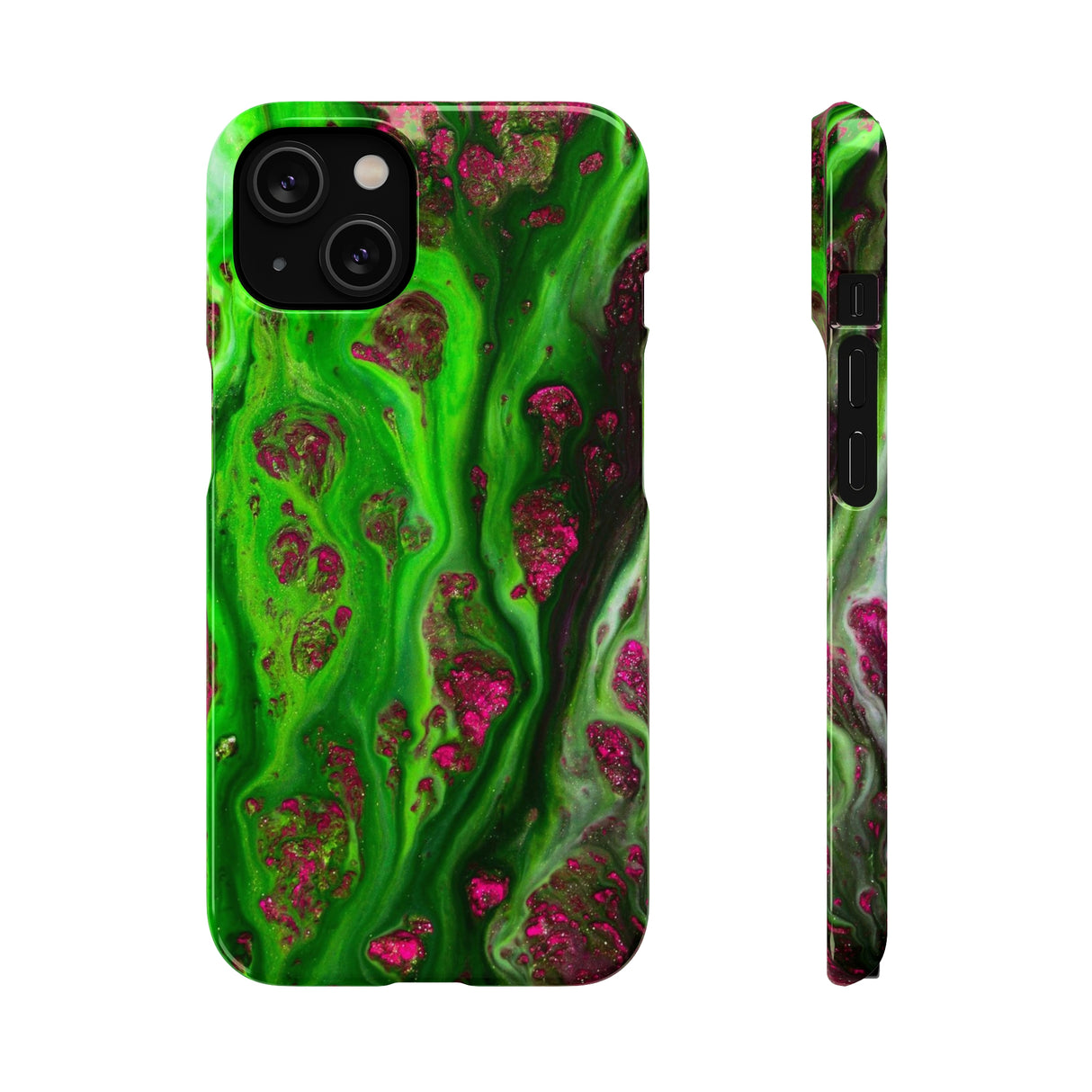 Toxic Green Ink Art iPhone Case (Slim) iPhone 14 Glossy Phone Case