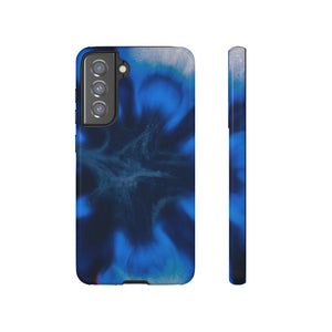 Blue Star Marble Ink Art Android Case (Protective) Samsung Galaxy S21 FE Glossy Phone Case