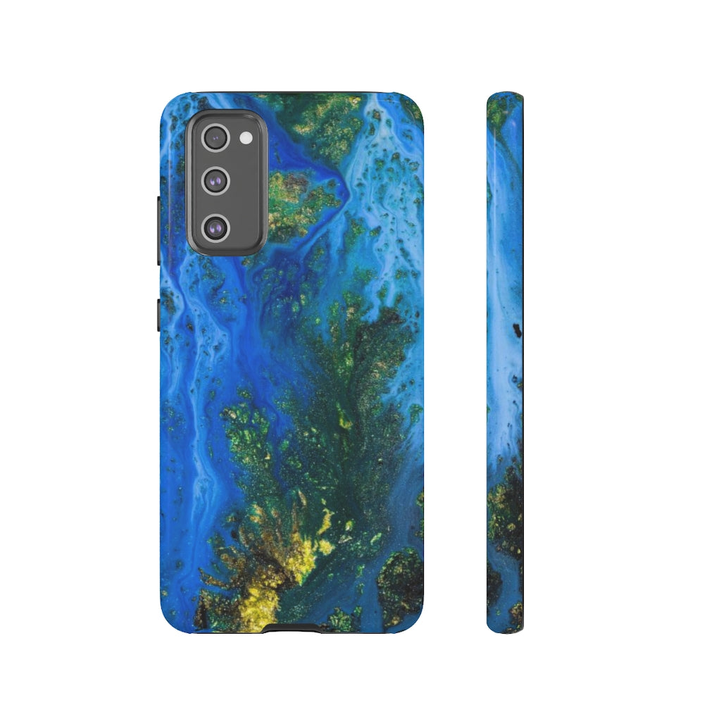 Blue Globe Ink Art Android Case (Protective) Samsung S20 FE Glossy Phone Case