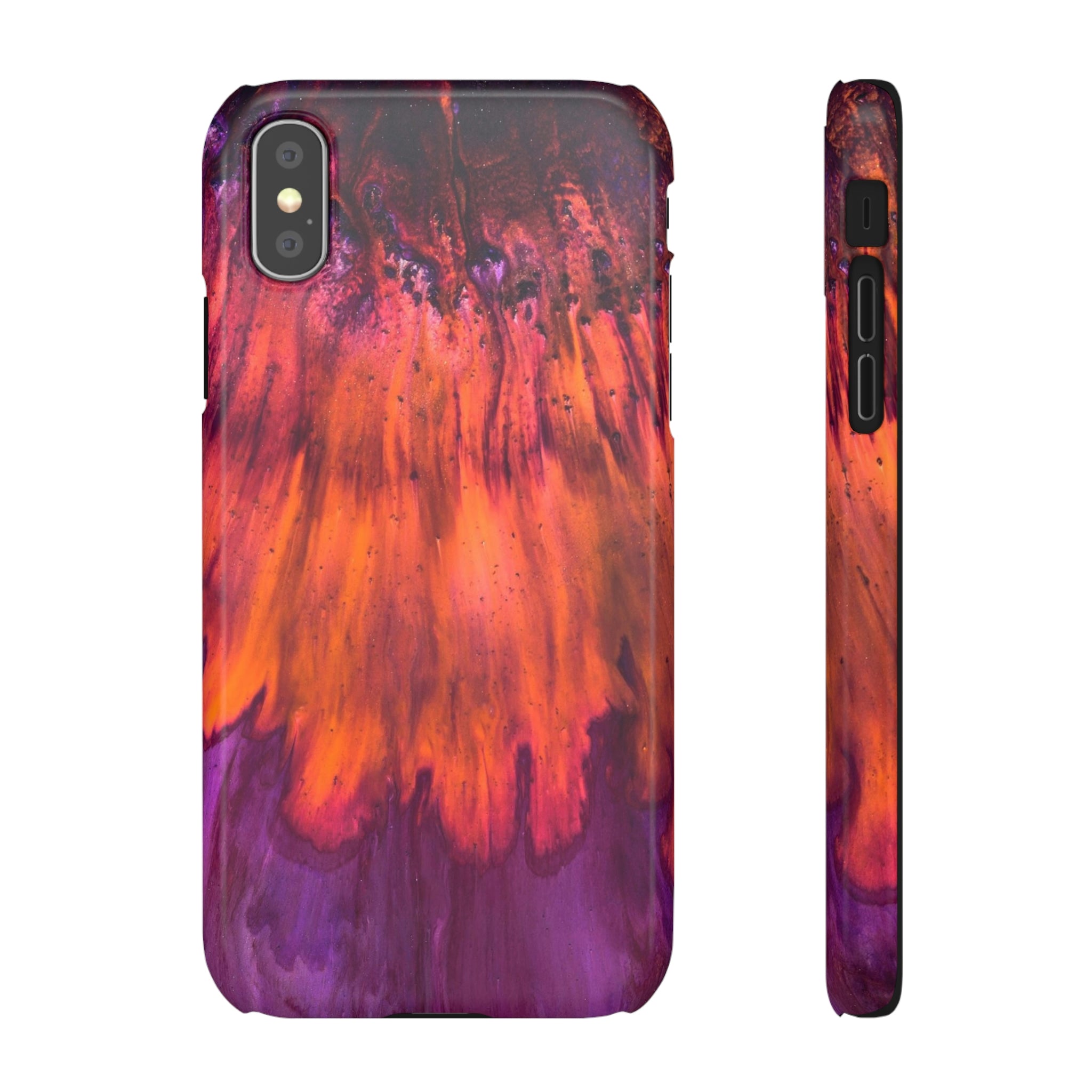 Orange Flow Ink Art iPhone Case (Slim) iPhone XS Glossy Phone Case