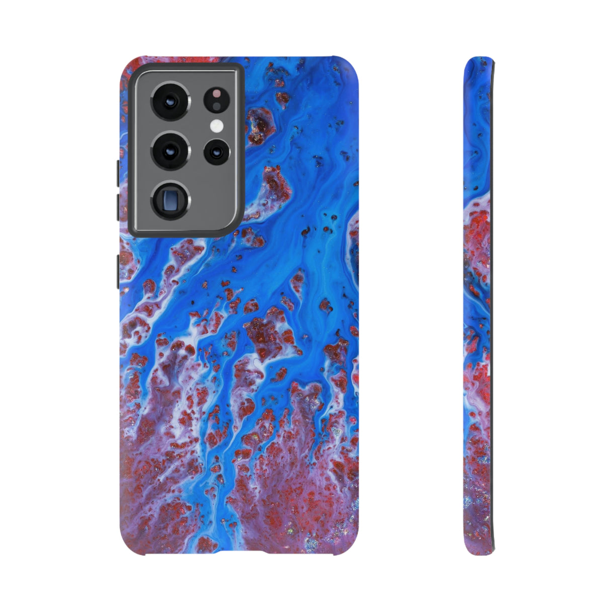 Bright Blue Ink Art Android Case (Protective) Samsung Galaxy S21 Ultra Matte Phone Case