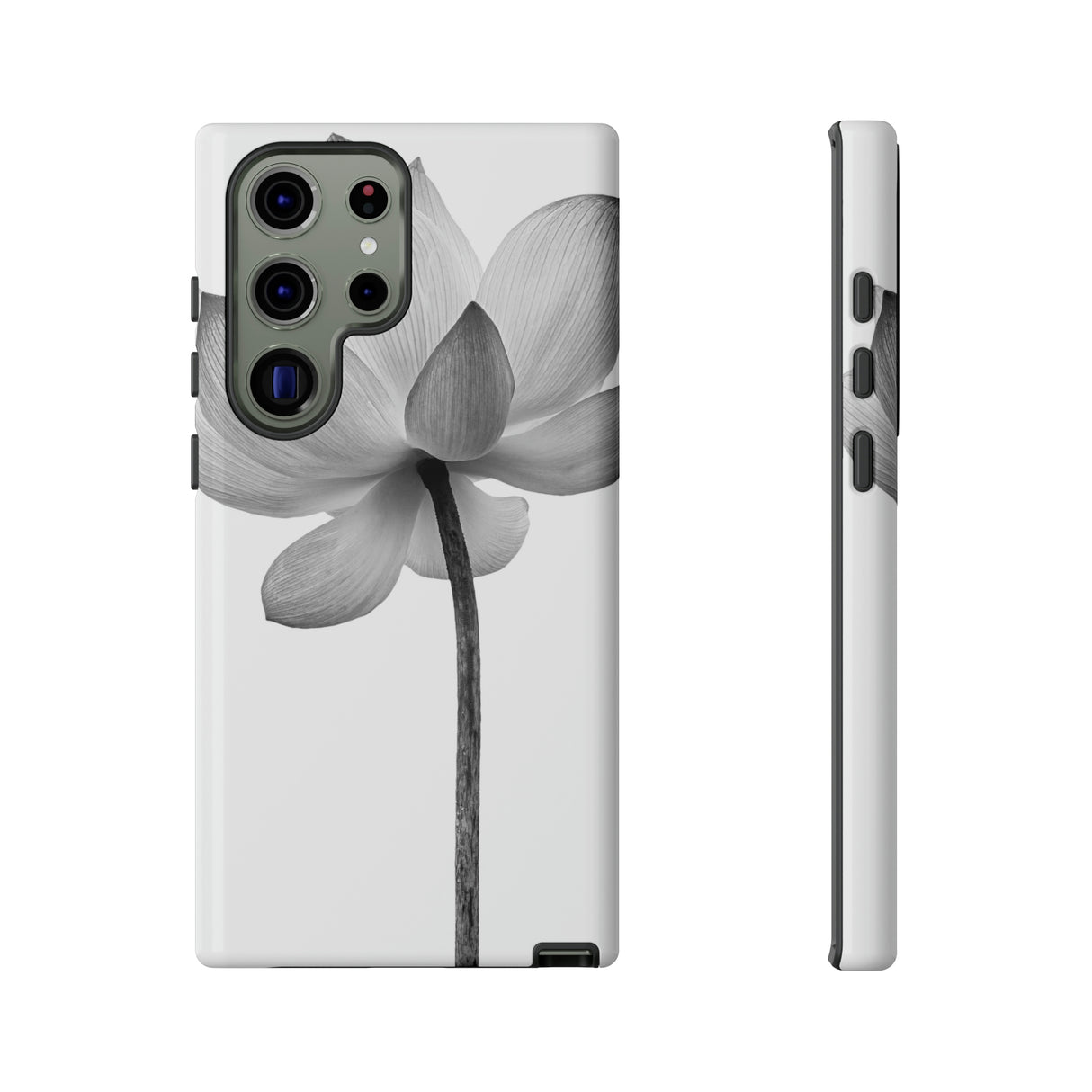 Black White Lotus Android Case (Protective) Samsung Galaxy S23 Ultra Glossy Phone Case